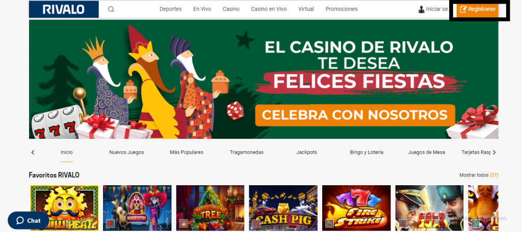 Rivalo casino homepage
