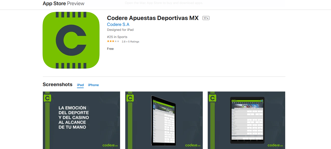 Codere app iOS