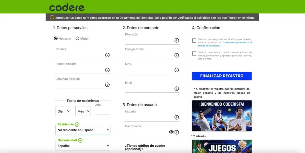 corredor de apuestas registro
