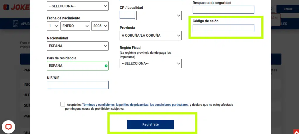 código promocinal jokerbet caja