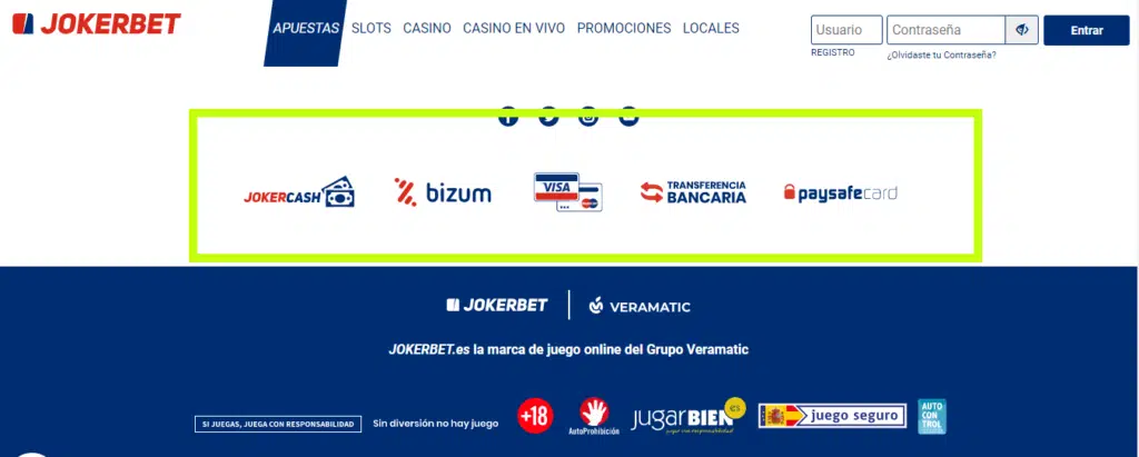 código promocional jokerbet método de pago