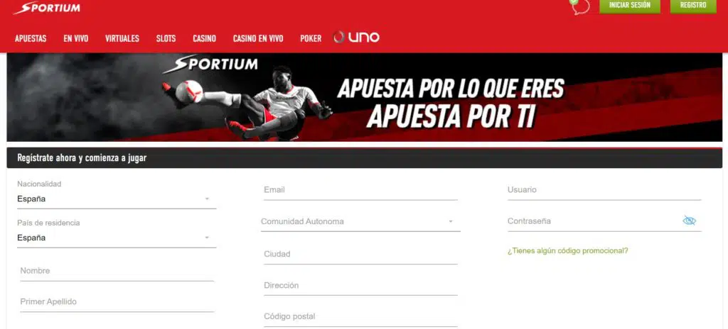 código promocional Sportium